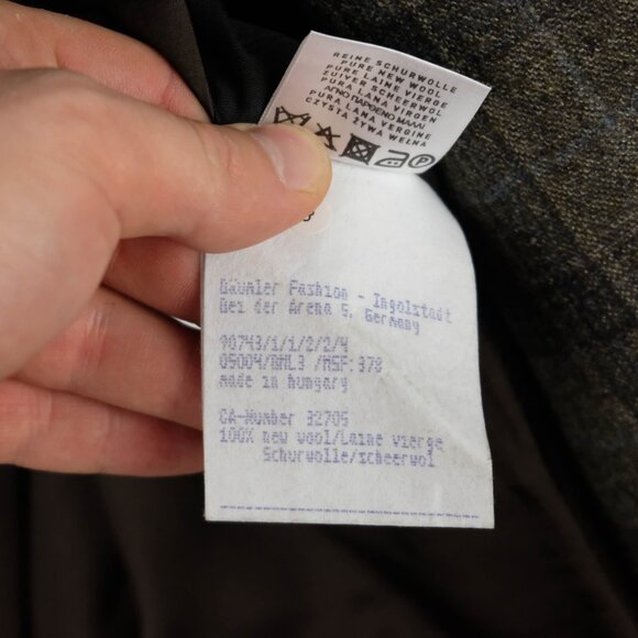 Baumler Blazer Mens 46 Short Brown Check Loro Piana Super 120s Elbow Patches - Picture 14 of 15